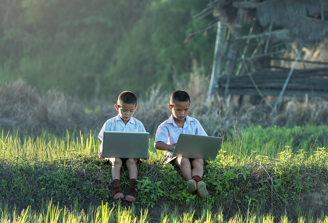image: two little boys on laptops