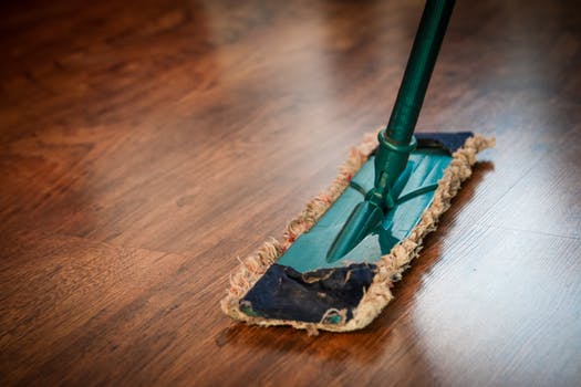 image: Person mopping wooden floor